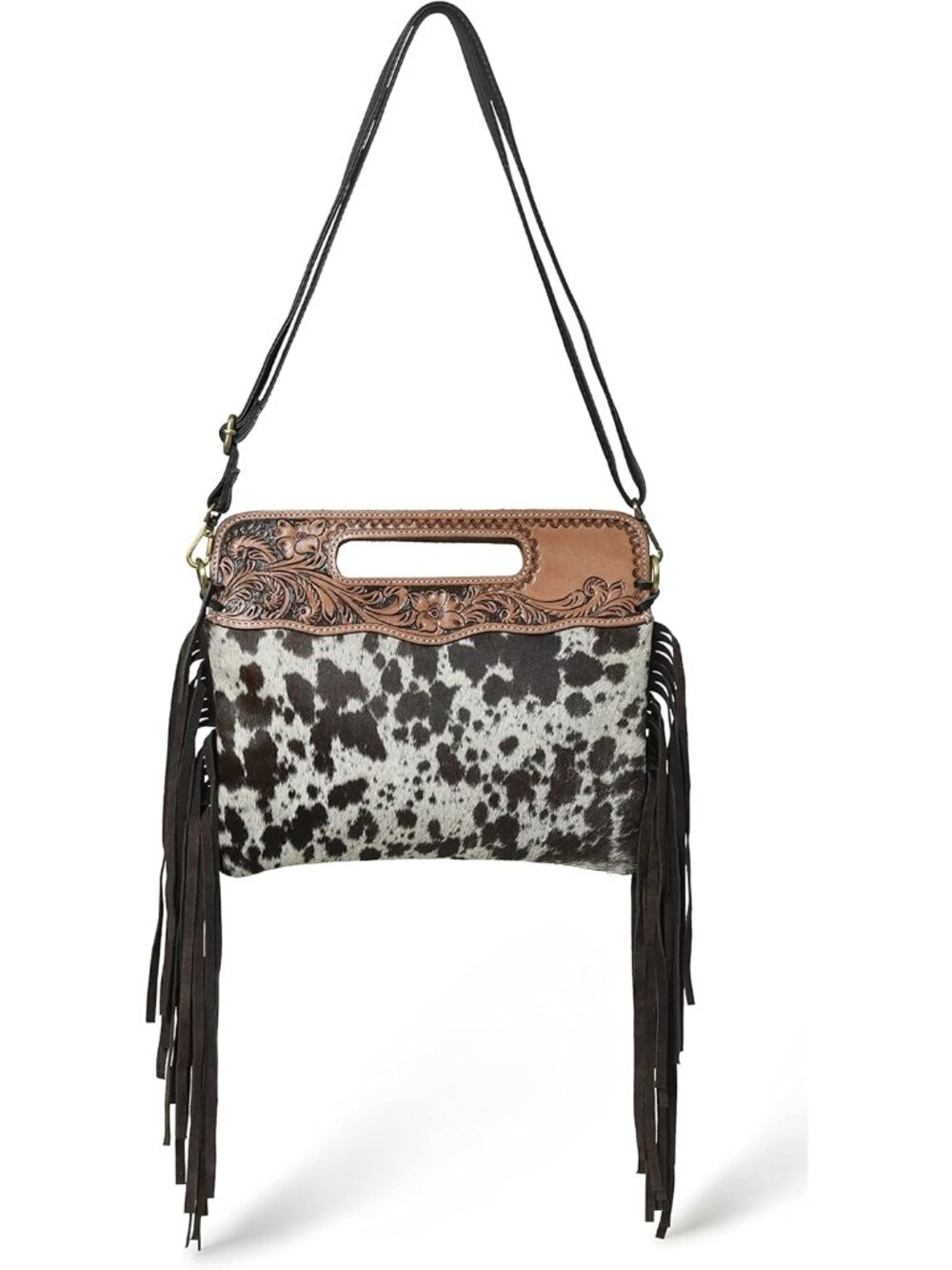 Western Suede Fringe Brown Leather Crossbody Bag Hobo Shoulder Sling Bags for Wo - Picture 2 of 8